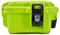 Light green, robust plastic case with a black fastener, suitable for the secure transportation of delicate items.