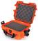 Orange protective case with open lid, showing foam padding inside. Suitable for safely transporting delicate items.
