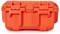 Robust, red plastic transport case with secure locks, suitable for protecting delicate equipment.