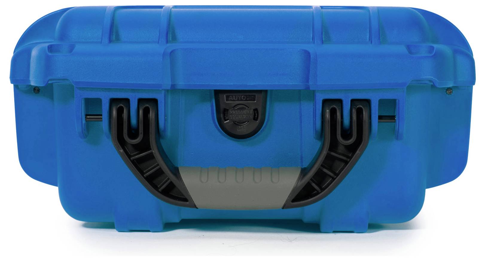 Blue, robust transport case with a black handle and central locking mechanism. Designed to provide secure protection for delicate items.