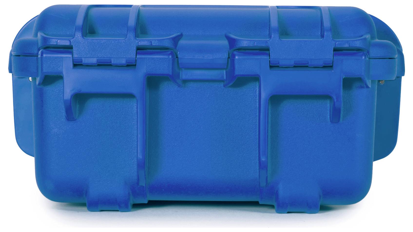 Blue, robust plastic case with locks and carrying handle, suitable for securely transporting sensitive equipment.