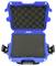 A blue, open protective case with black foam padding, suitable for the secure transportation of delicate equipment.