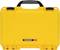A bright yellow hard-shell suitcase with 'Nanuk 909' printed in the centre. The suitcase has a black handle.