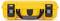 Yellow, robust plastic case with black latches and handle. Suitable for the safe transportation of delicate items.