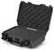 A robust, empty black protective case with foam lining, suitable for the secure transportation of delicate items.