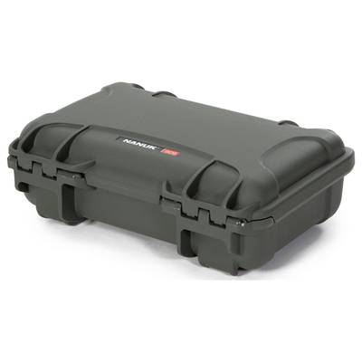 A robust, dark grey protective case with an embossed logo, suitable for the secure transportation of delicate items.