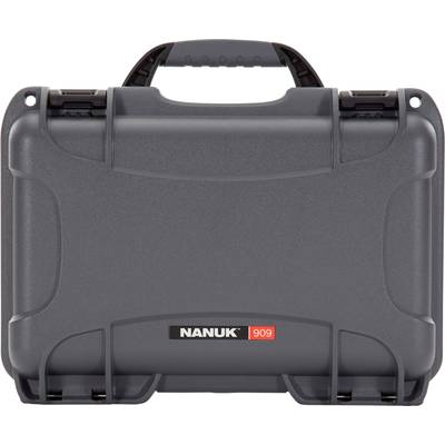 Grey, robust transport case with handle, company logo 'NANUK' and model number '909' on the front. Suitable for secure transportation.