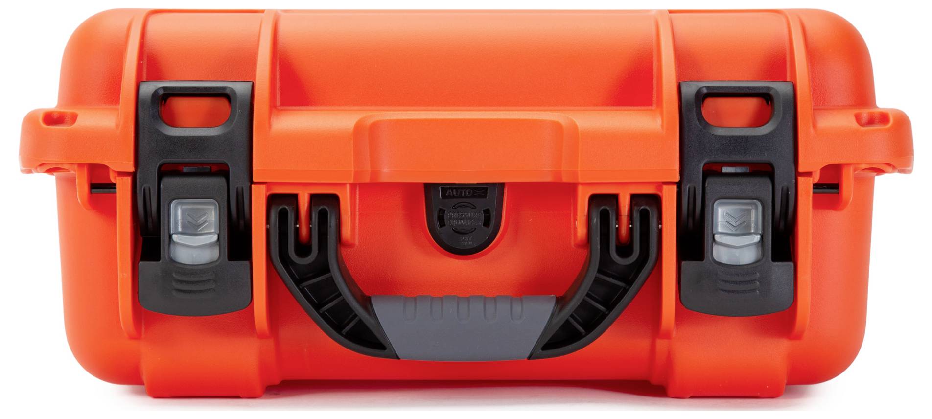 A robust, orange protective case with two black latches and a handle, suitable for the secure transportation of equipment.