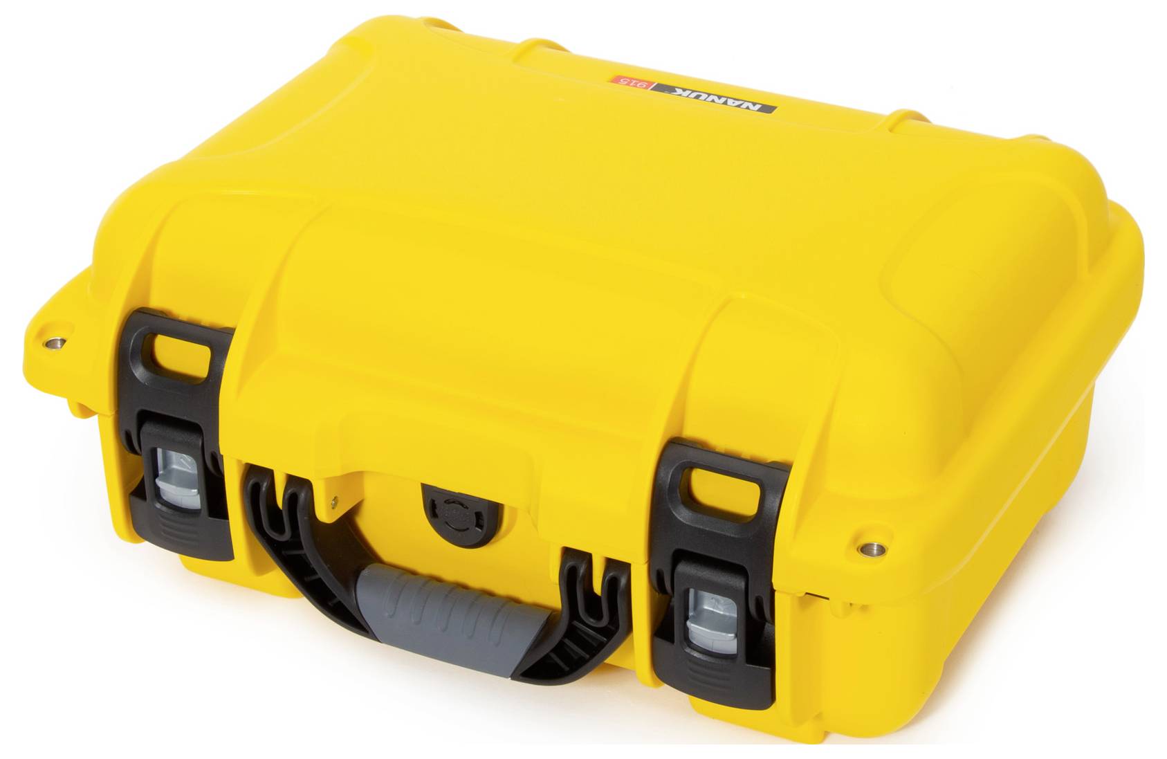 Yellow, robust protective case with black handle and fastenings, suitable for the secure transportation of sensitive equipment.