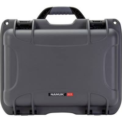 A sturdy black transport case with a handle and the inscription 'NANUK 915'.