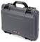Dark grey protective case with robust design and carry handle, suitable for securely transporting delicate items.