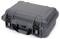 A grey, sturdy suitcase with two latches and a handle, suitable for the secure transportation of delicate equipment.