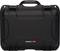 A black, robust suitcase with locks and a carry handle, suitable for the secure transportation of delicate items.