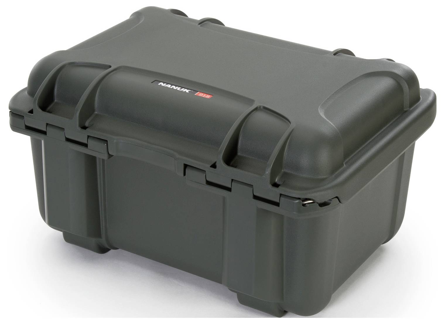 A robust black protective case with rounded corners and a sturdy lock, suitable for the secure transportation of delicate items.