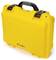 Yellow hard-shell suitcase with black handle and robust locks. Ideal for secure transportation and protection of equipment.