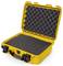 A yellow, open safety case with foam padding, suitable for the secure transportation of delicate items.