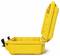 Yellow, open hard-shell suitcase with robust design and black snap locks; ideal for securely transporting delicate items.