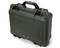 A robust, dark green protective case with a sturdy handle and secure locks, suitable for the safe transportation of delicate items.