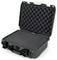 Green, open protective case with foam padding inside, suitable for the safe transportation of sensitive equipment.