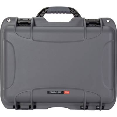 Grey suitcase with robust fastenings, brand name 'Nanuk 920' visible.