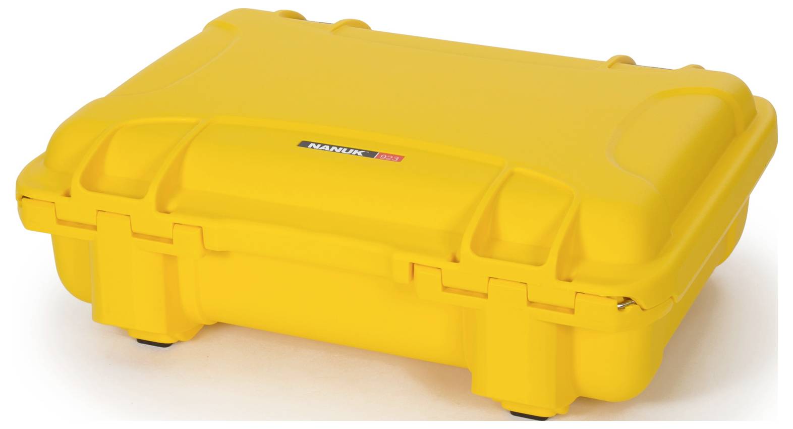 A robust, yellow protective case with catches and a sturdy handle.