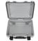 Grey, open hard-shell suitcase without contents, on a light background. Ideal for travel or protecting delicate equipment.