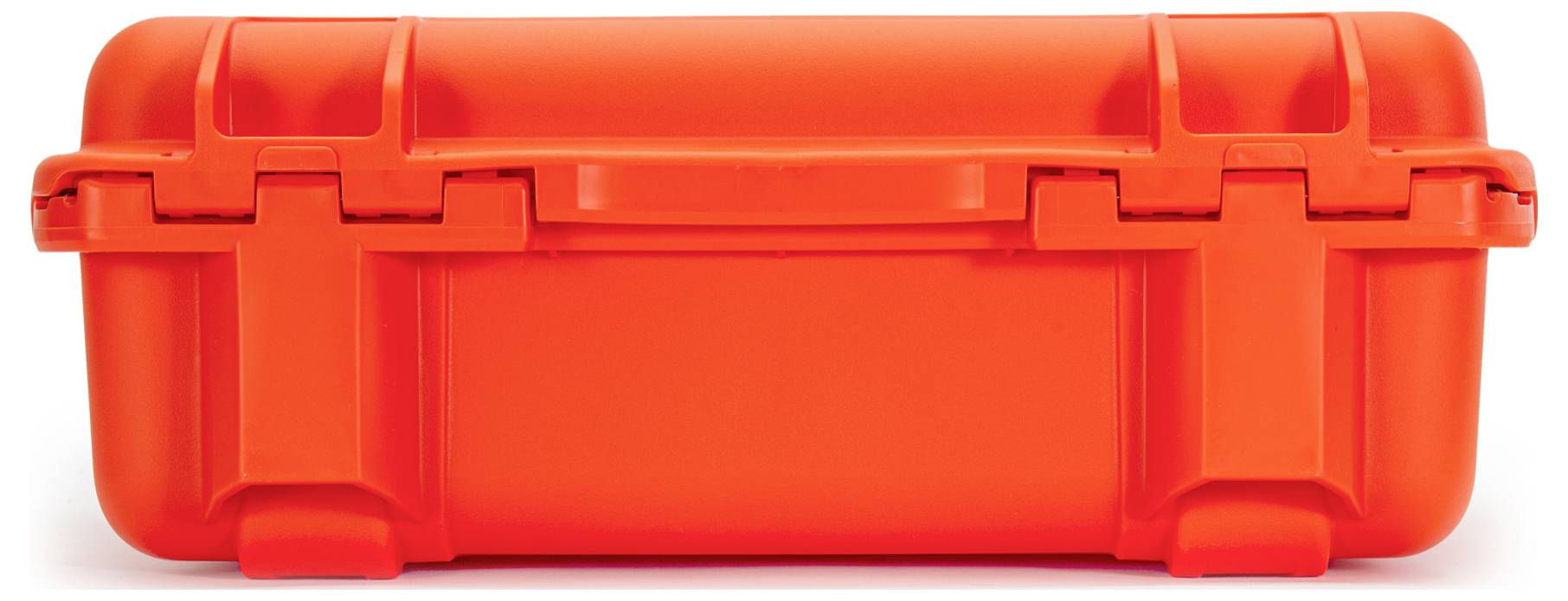 A bright orange protective case with robust hinges and a sturdy handle, perfect for safely transporting delicate equipment.