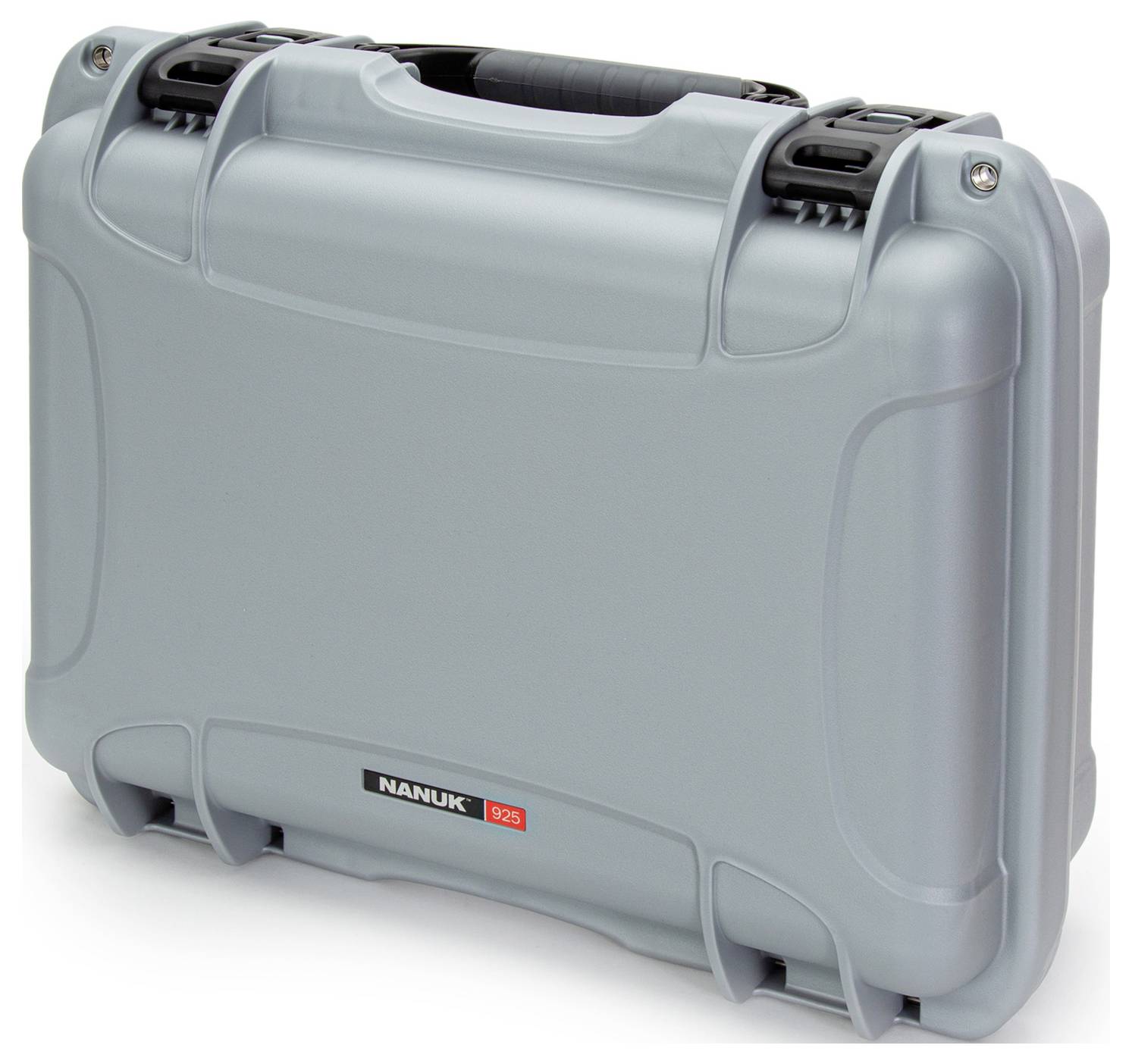 Grey, robust hard-shell case with a black handle and two latches. 'Nanuk 925' brand logo on the front.