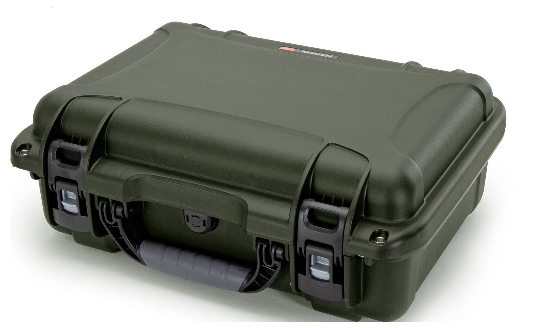 Robust black protective case with carry handle and locks, suitable for delicate equipment.
