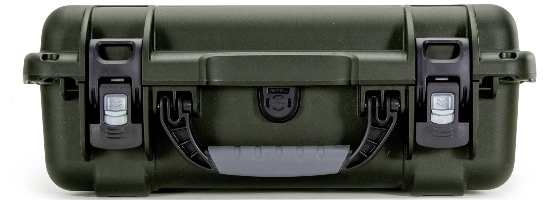 Black hard-shell suitcase with two locks, handle in the centre. Robust and ideal for transporting delicate items.