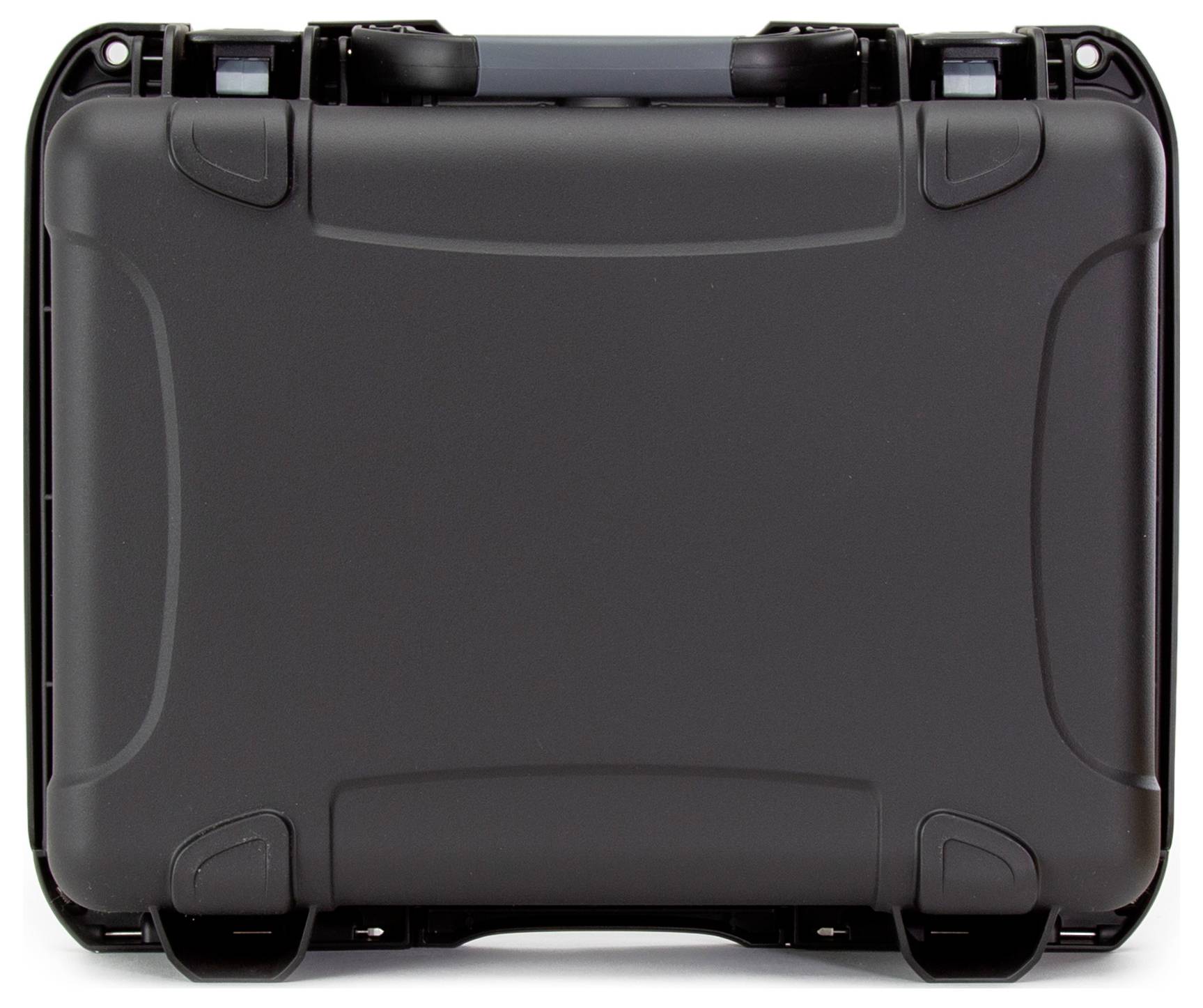 A black, sturdy protective case with robust corners and a handle on top, suitable for the safe transportation of delicate items.