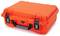 Orange protective case with handle and locks, presumably for the secure transportation of delicate items.