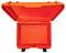 A brightly orange, open suitcase made of sturdy material, potentially designed for protecting delicate items.