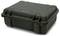 A robust, sealed black protective case with rounded corners, suitable for the secure transportation of delicate items.