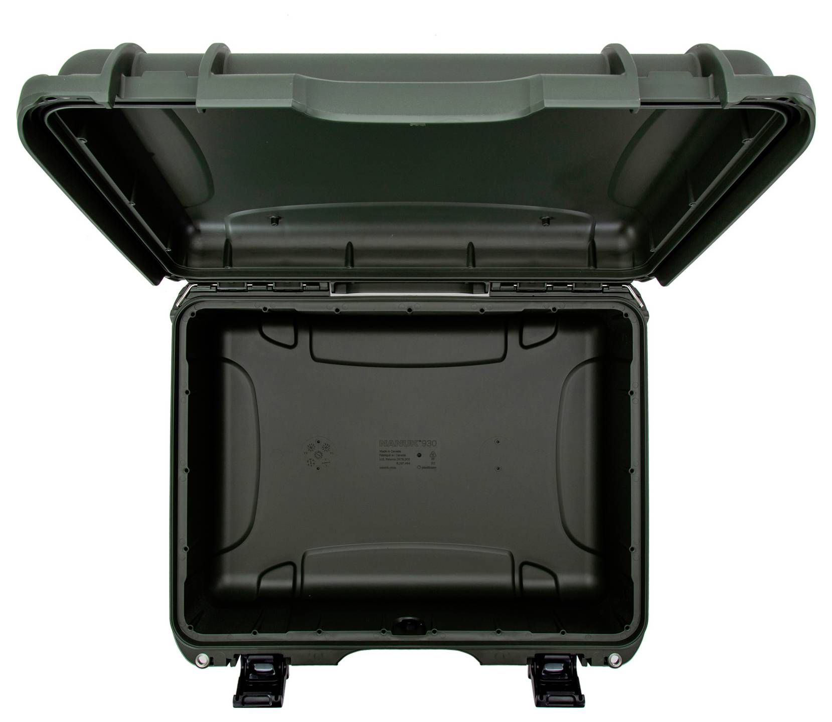 Green, open protective cover with robust design. Suitable for secure storage and transport of sensitive equipment.