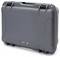 Grey, robust protective case with handle, rounded corners. Suitable for the safe transportation of delicate items.