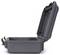 An open, empty, black protective case with a hinged lid, shown from the side.