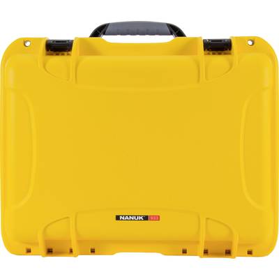 Yellow, robust tool case with black handle and the print 'Nanuk 933'.