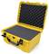 Yellow, open protective case with black foam interior, suitable for the safe transportation of sensitive equipment.
