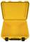 Yellow, open, empty suitcase made of durable material. Ideal for safely transporting delicate items.