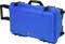 Robust blue suitcase with telescopic handle and wheels, suitable for the secure transportation of delicate equipment.