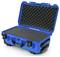A blue, open protective case with a black foam insert. Ideal for safely transporting delicate equipment.