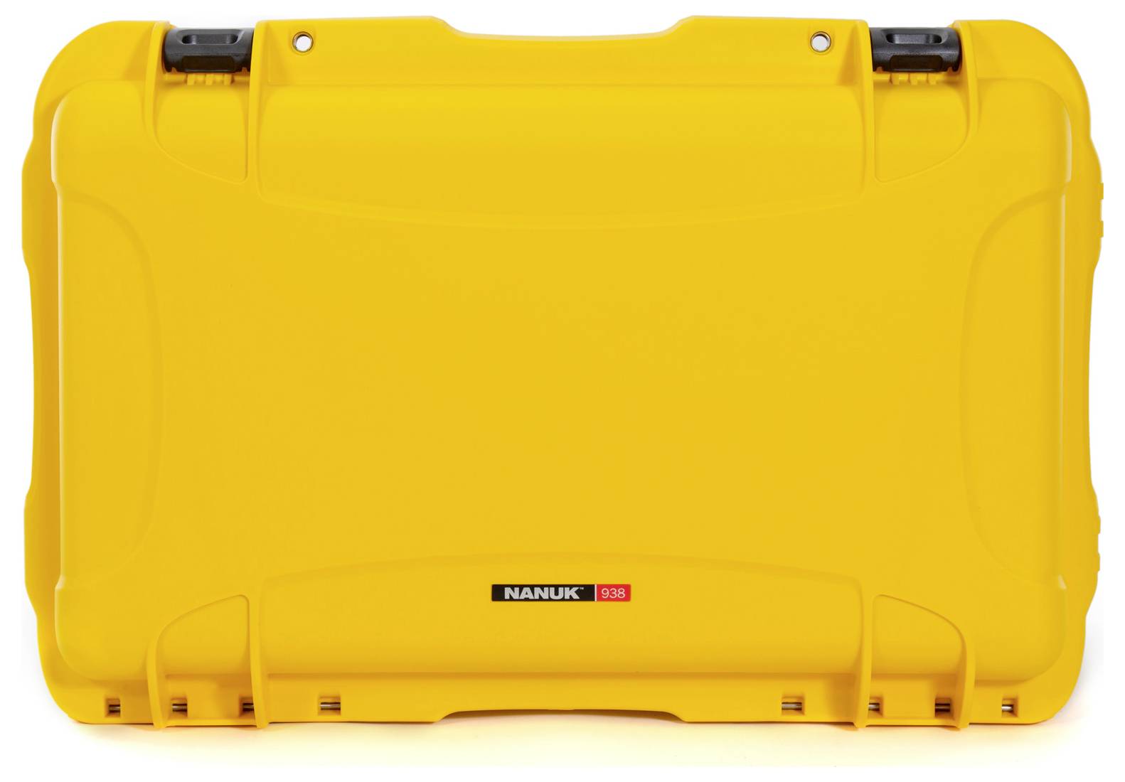 Yellow hard-shell suitcase with robust design and 'Nanuk 935' logo in the centre. Suitable for safely transporting delicate equipment.