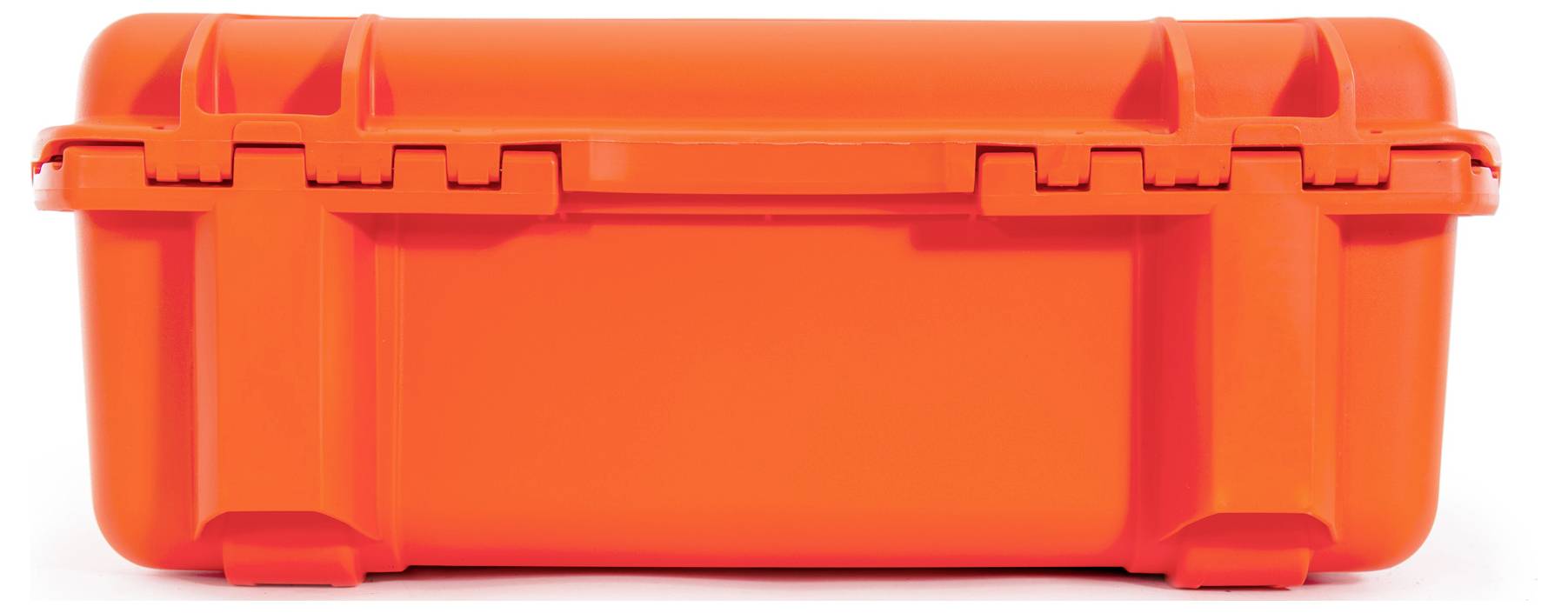 Orange, robust protective case with locks, suitable for the safe transportation of delicate items.