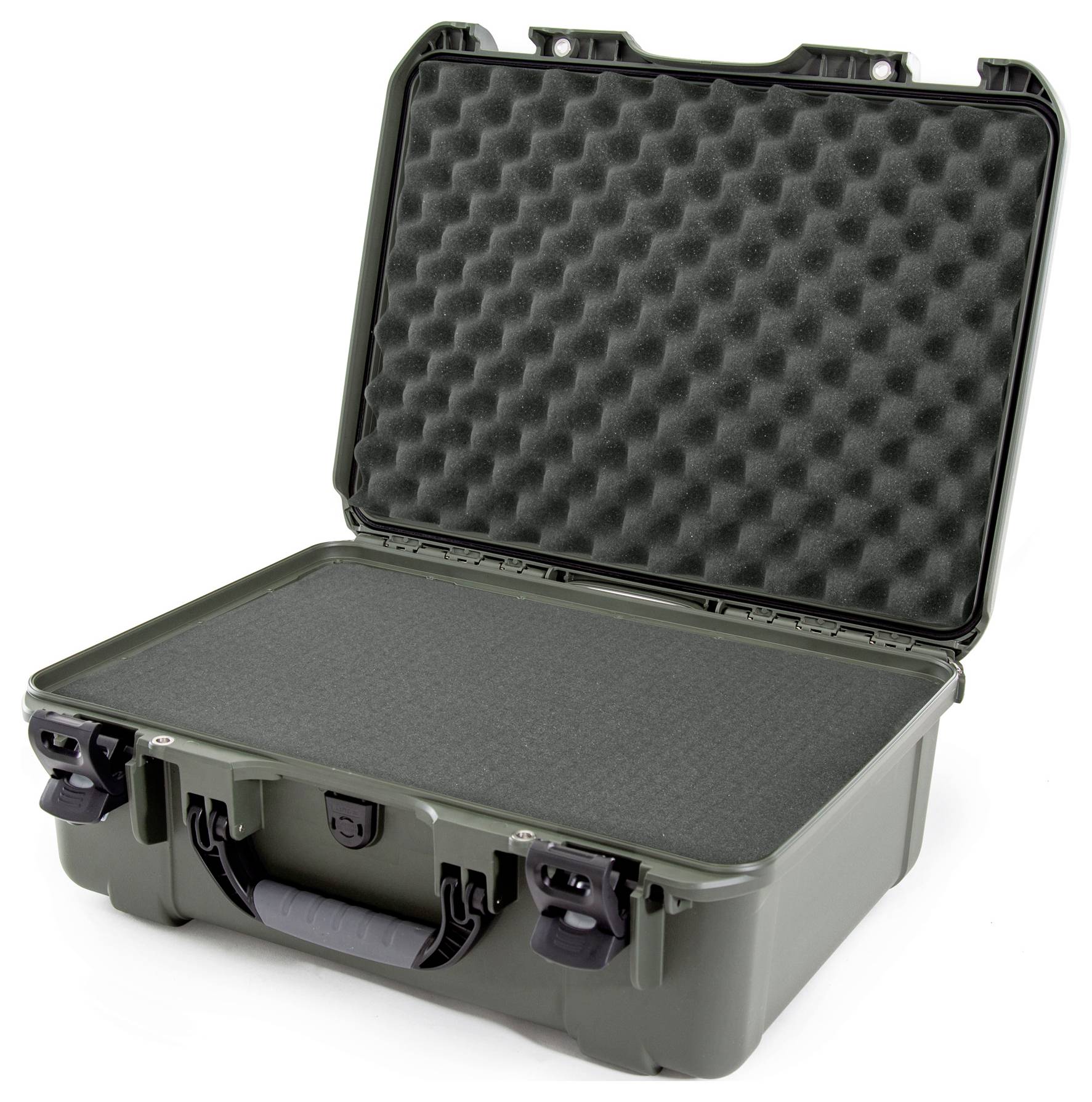A robust, open transport case with foam padding for secure protection of delicate items.