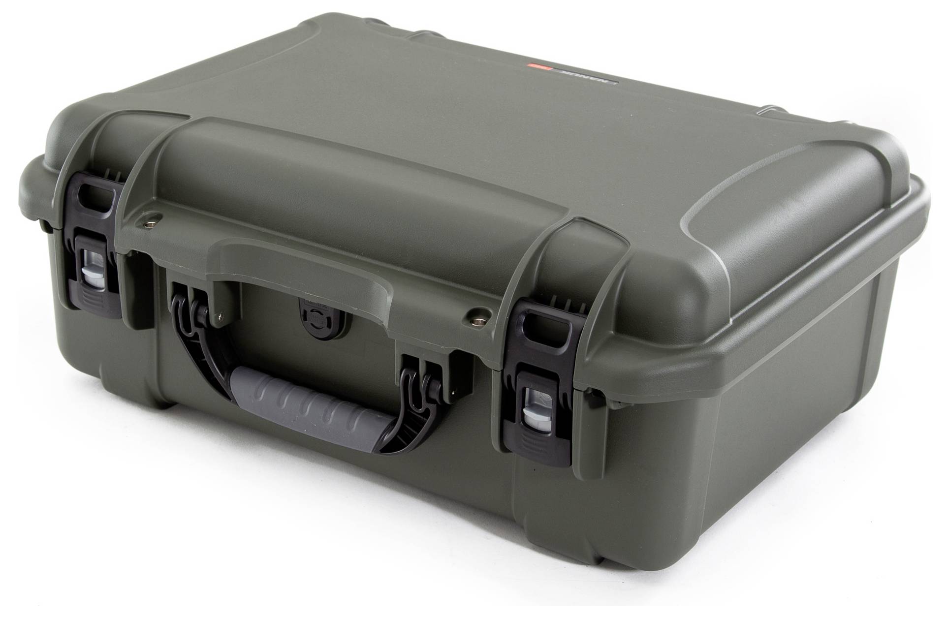 A sturdy, grey hard-shell case with two locks and a handle, suitable for the secure transportation of items.