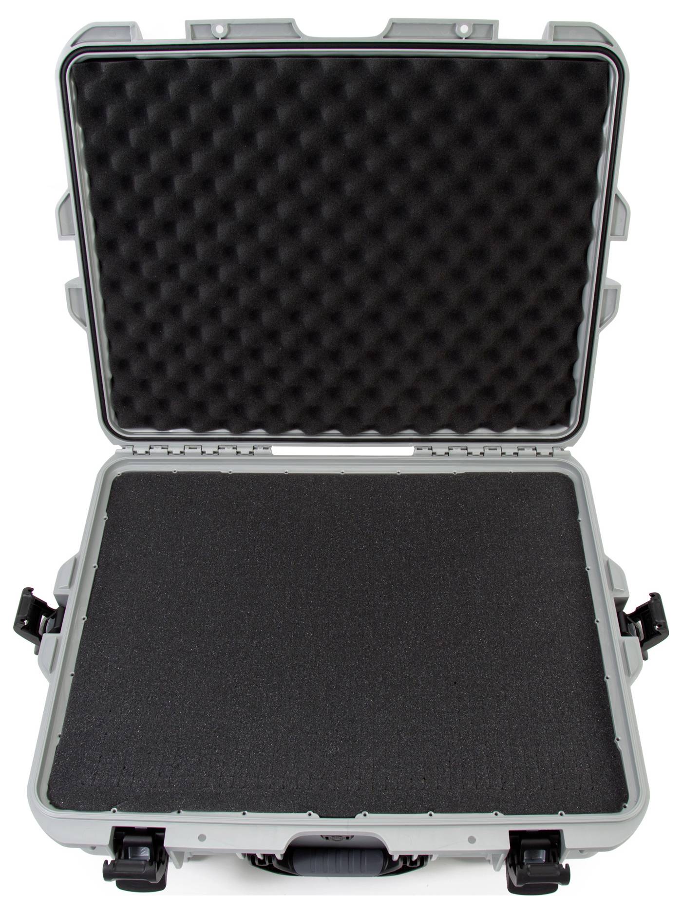 Open, empty hard-shell case with foam lining. Ideal for protecting delicate equipment or tools during transportation.