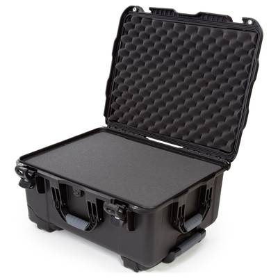 Open black hard-shell case with foam-lined interior, suitable for the secure transportation of delicate items.