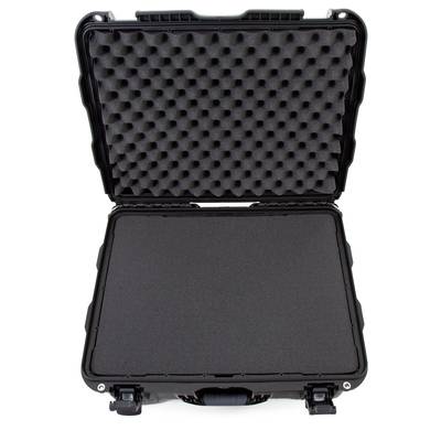 An open, empty protective case with foam lining for secure transportation of delicate items.
