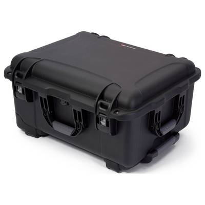 A black, sturdy protective case with robust locks and carrying handles, suitable for the safe transportation of delicate items.